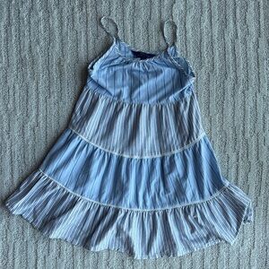 Polo girls Light Blue Striped Tiered Sundress size 7